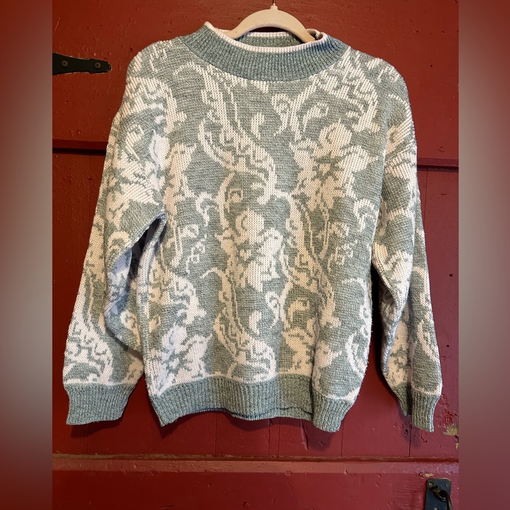 Floral mock neck sweater